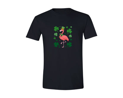 brand:Generic|color:Black|St Patricks Day Flamingo Graphic T-Shirt