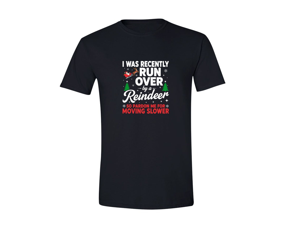 brand:Generic|color:Black|Run Over By Reindeer Funny T Shirt Graphic T-Shirt