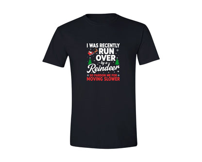 brand:Generic|color:Black|Run Over By Reindeer Funny T Shirt Graphic T-Shirt