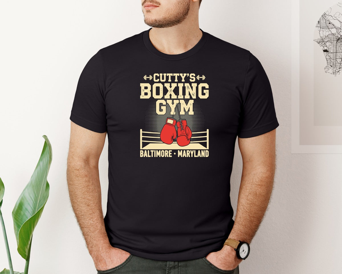 brand:Bella Canvas|color:Black|Cuttys Boxing Gym Baltimore T Shirt Graphic T-Shirt