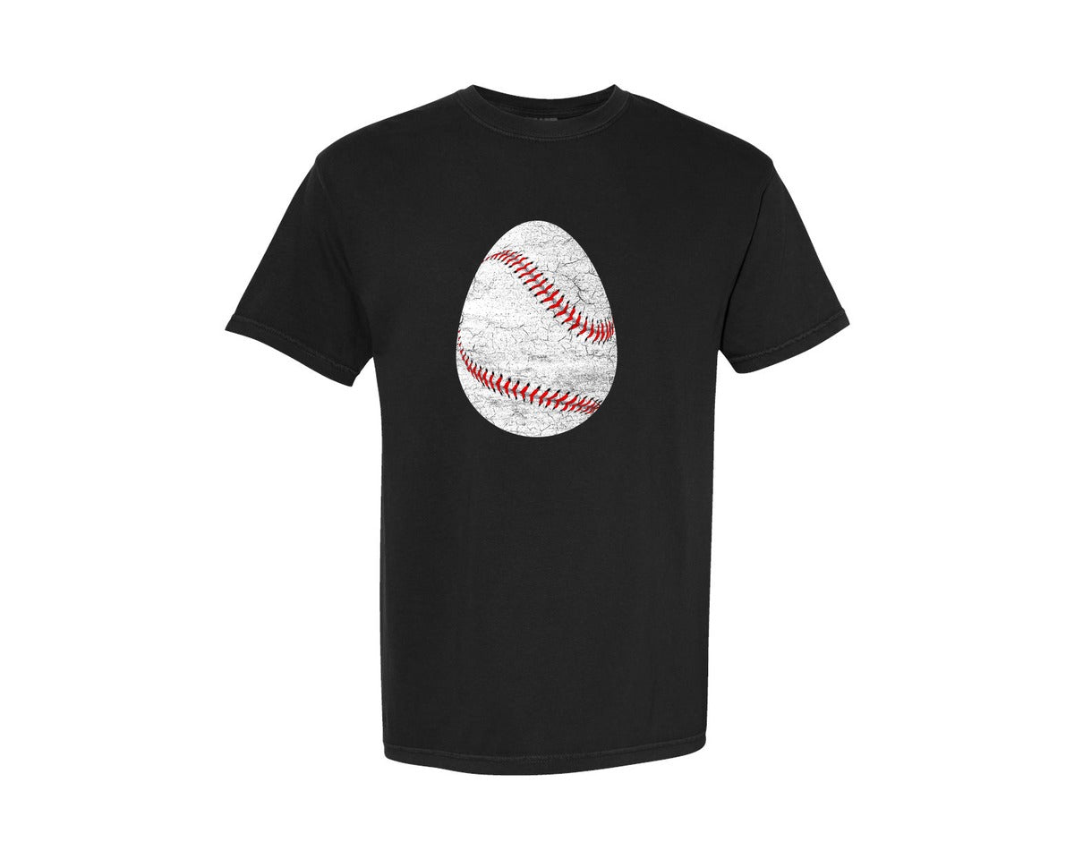 brand:Comfort Colors|color:Black|Sports Baseball Easter Egg Graphic T-Shirt