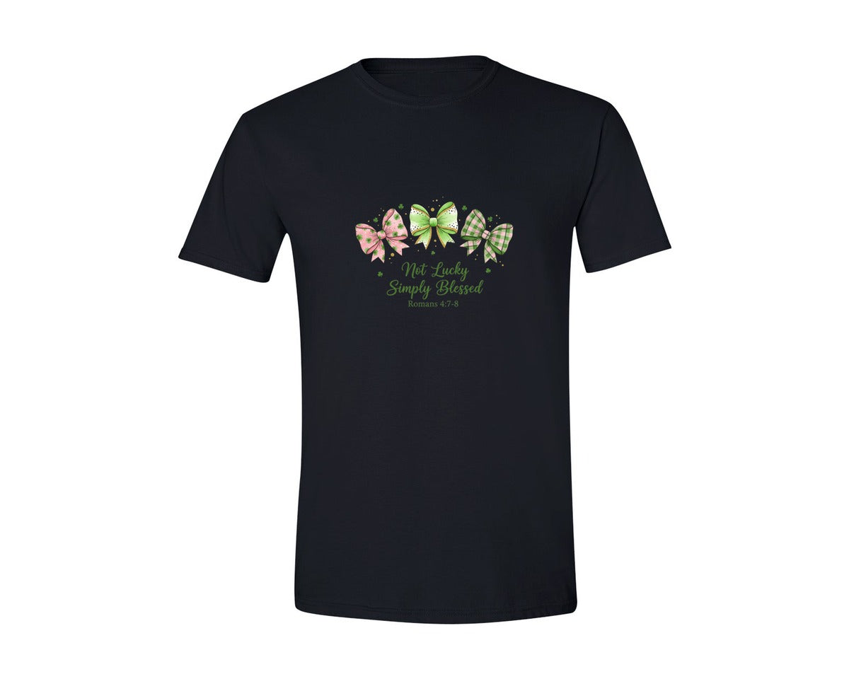 brand:Generic|color:Black|Not Lucky Simply Blessed 15 Graphic T-Shirt