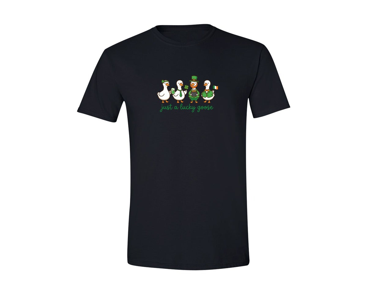 brand:Generic|color:Black|Just A Lucky Goose St Patricks Day 2 Graphic T-Shirt