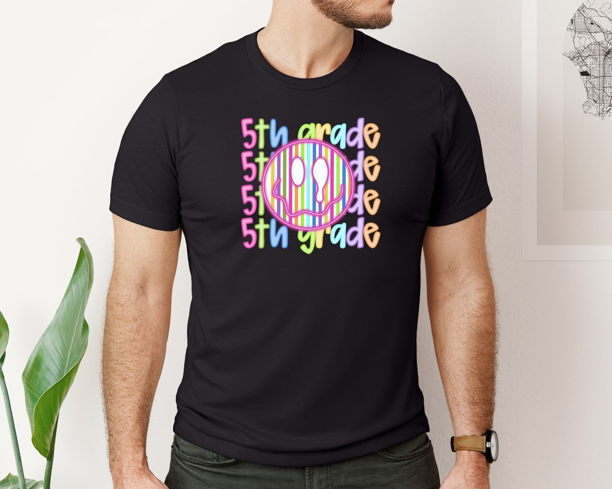 brand:Bella Canvas|color:Black|Neon Back To School Graphic T-Shirt