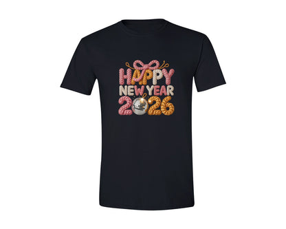 brand:Generic|color:Black|Happy New Year 2026 Crochet Yarn 16 Graphic T-Shirt