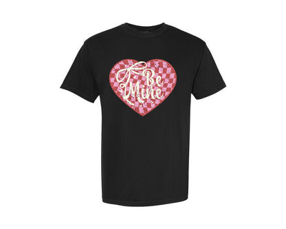 brand:Comfort Colors|color:Black|Coquette Checkered Heart Pngbe Mine Graphic T-Shirt