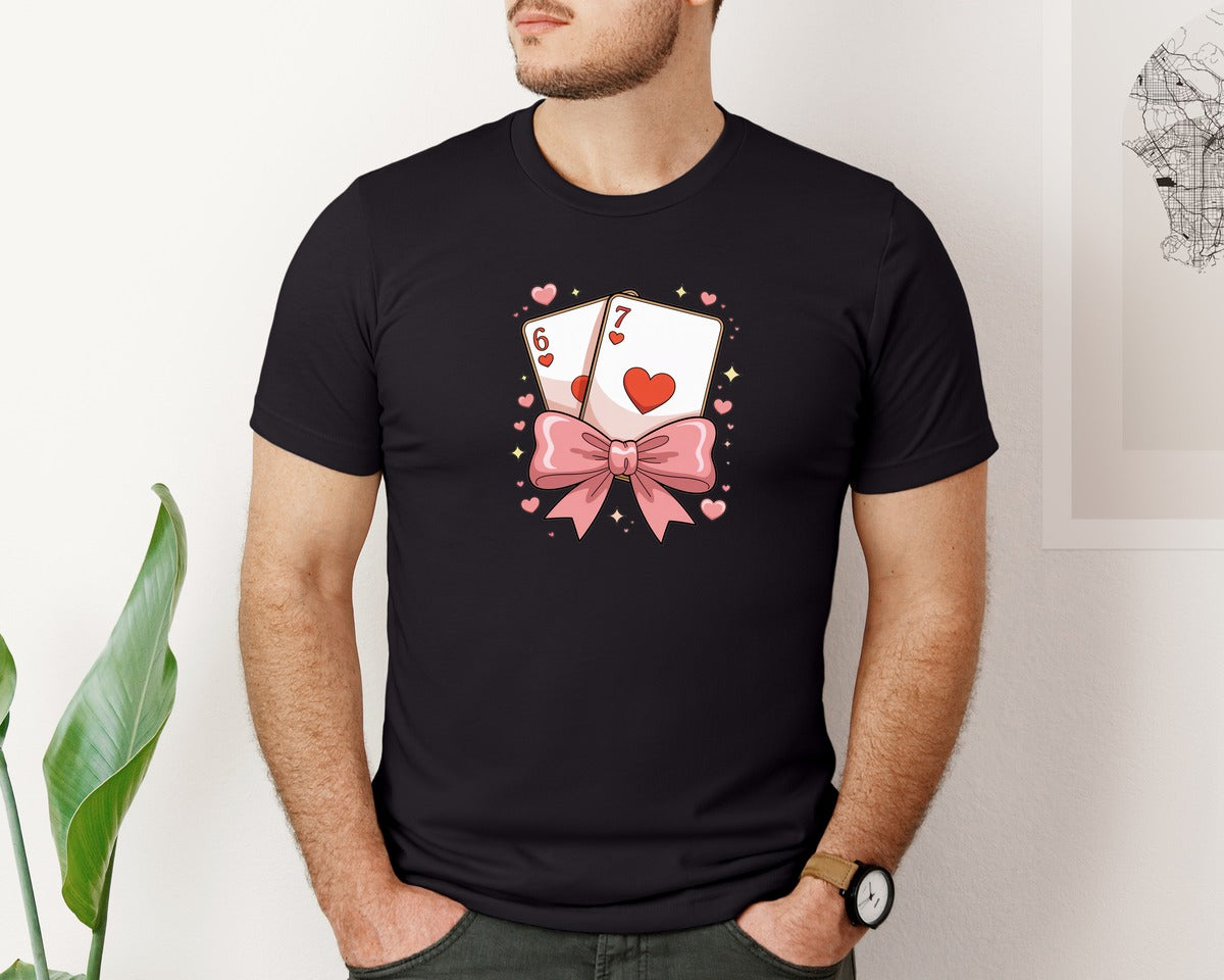 brand:Bella Canvas|color:Black|Playing Cards Valentine 6 7 8 Graphic T-Shirt