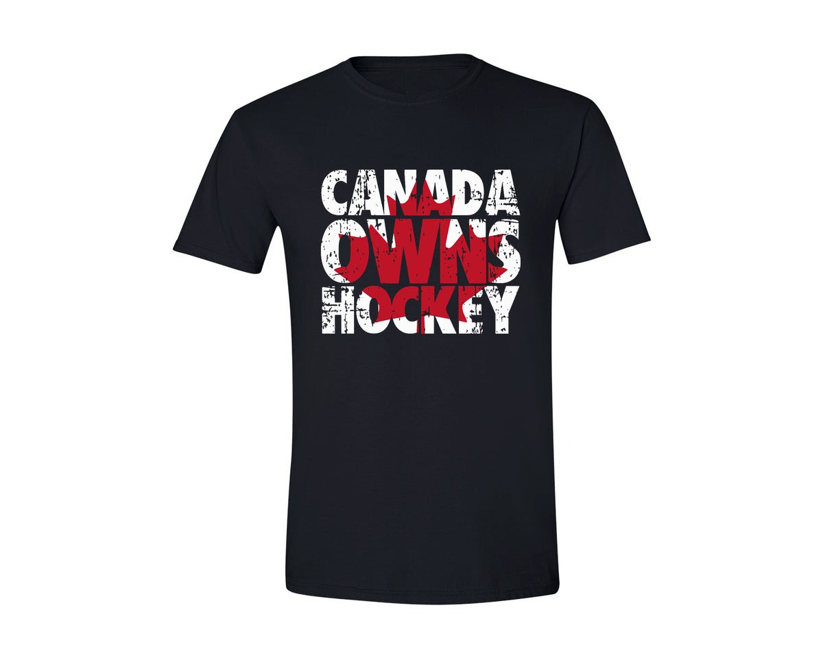 brand:Generic|color:Black|Canada Owns Hockey 7 Graphic T-Shirt