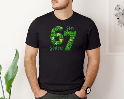 brand:Bella Canvas|color:Black|Six Seven Shamrock St Patricks Day Graphic T-Shirt