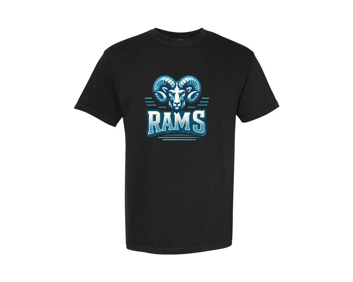brand:Comfort Colors|color:Black|Rams Mascot Game Day Graphic T-Shirt