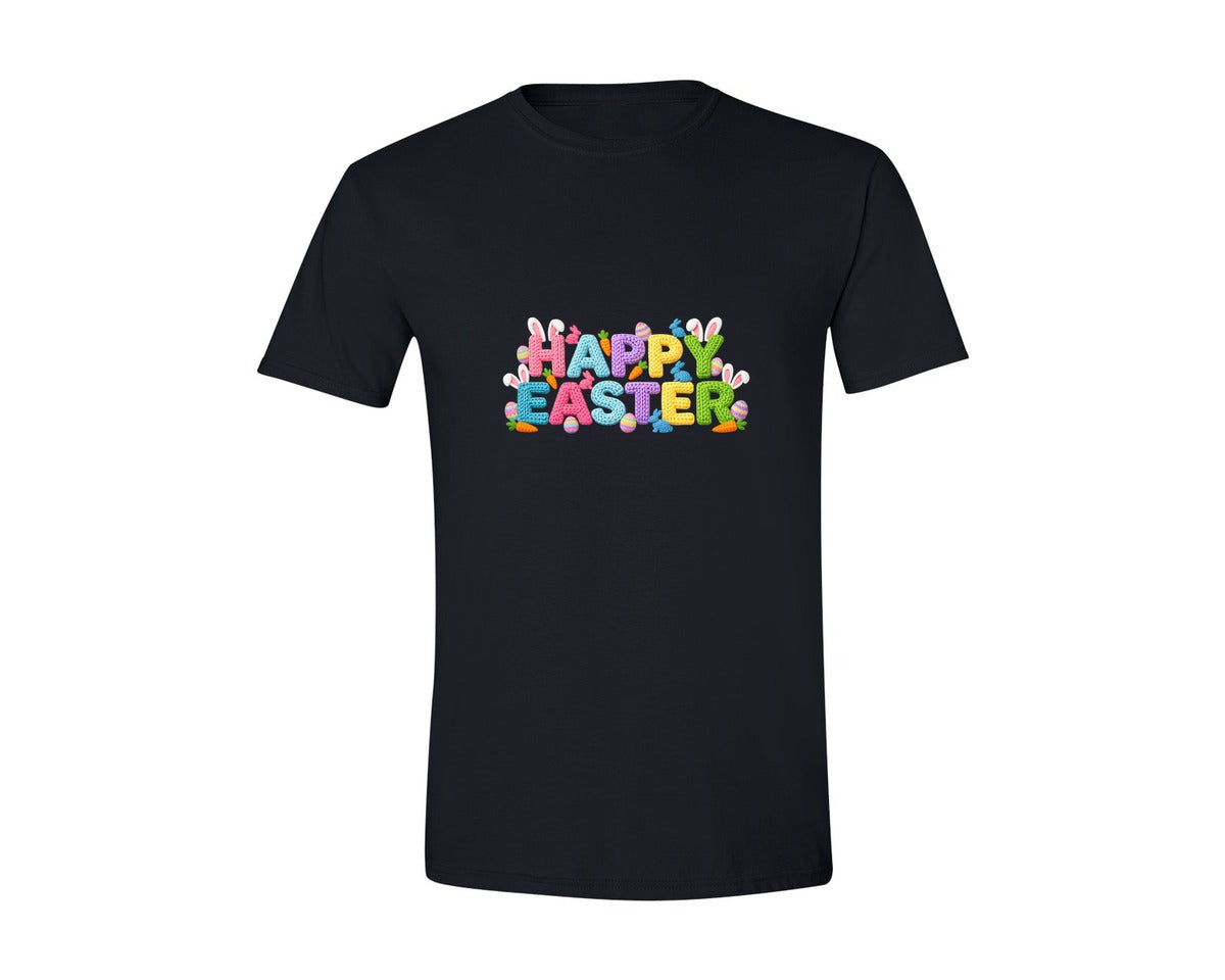 brand:Generic|color:Black|Crochet Happy Easter 5 Graphic T-Shirt