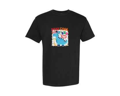 brand:Comfort Colors|color:Black|Cute Dinosaur Cartoon T Shirt Design Graphic T-Shirt