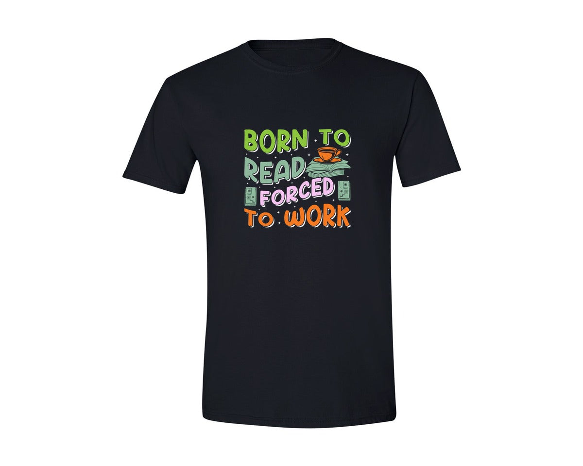 brand:Generic|color:Black|Forced To Work Reading Shirt Graphic T-Shirt