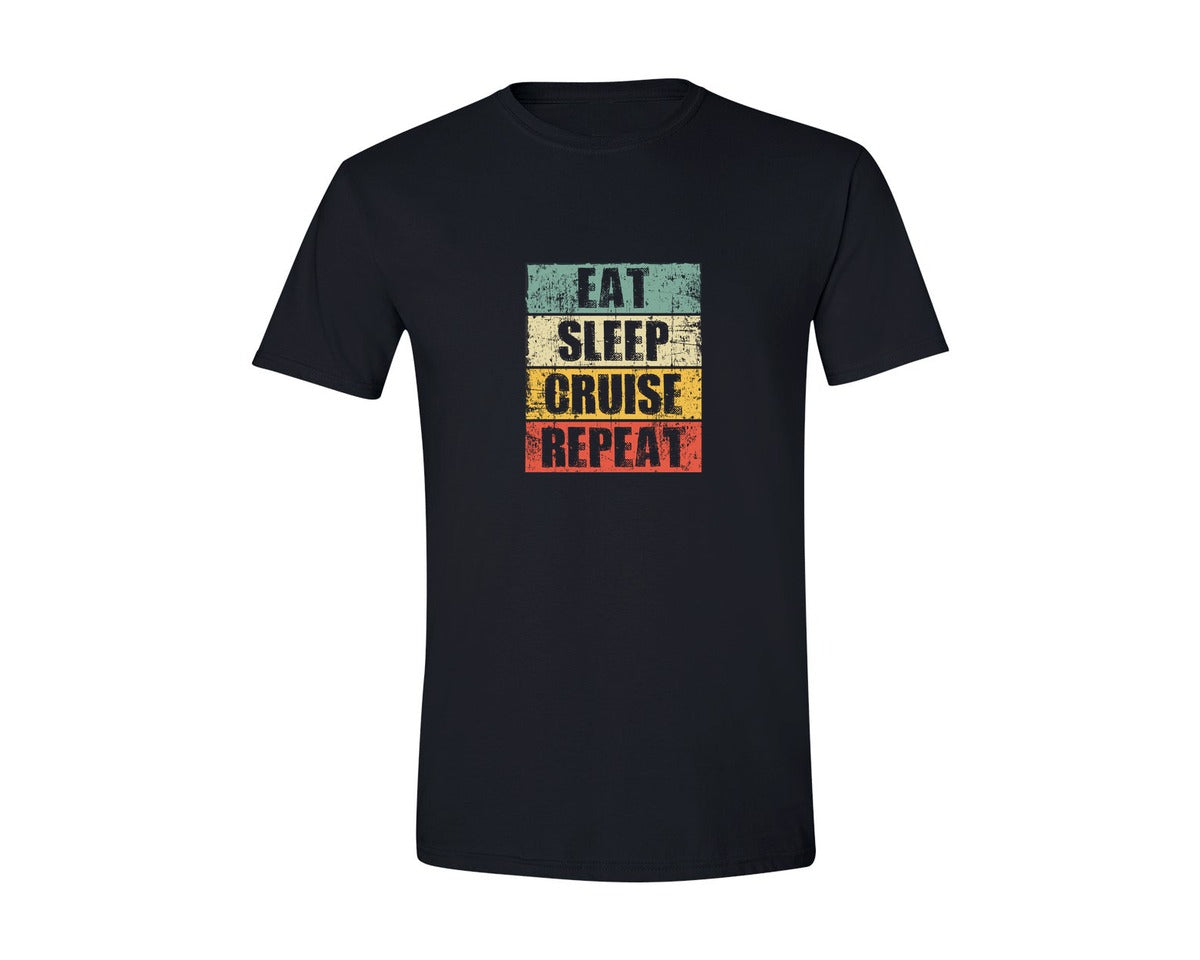 brand:Generic|color:Black|Eat Sleep Cruise Repeat Cruising T Shirt Graphic T-Shirt