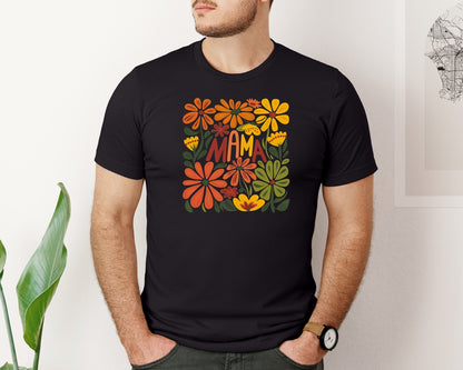 brand:Bella Canvas|color:Black|Retro Floral Mama Boho Mothers Day 3 Graphic T-Shirt