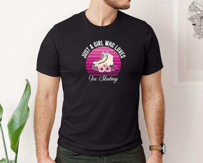 brand:Bella Canvas|color:Black|Just A Girl Who Loves Ice Skating Tshirt Graphic T-Shirt