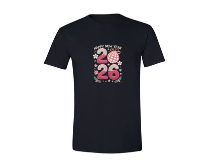 brand:Generic|color:Black|Crochet Happy New Year 2026 Pngnew Year Graphic T-Shirt