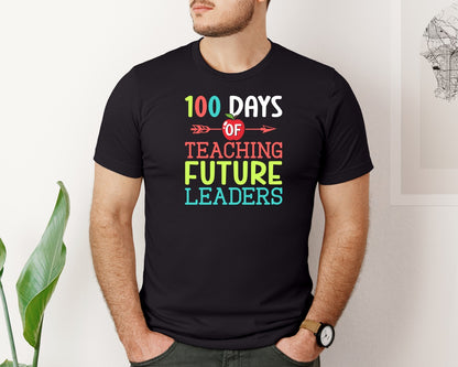 brand:Bella Canvas|color:Black|100 Days School Teacher Shirt Graphic T-Shirt