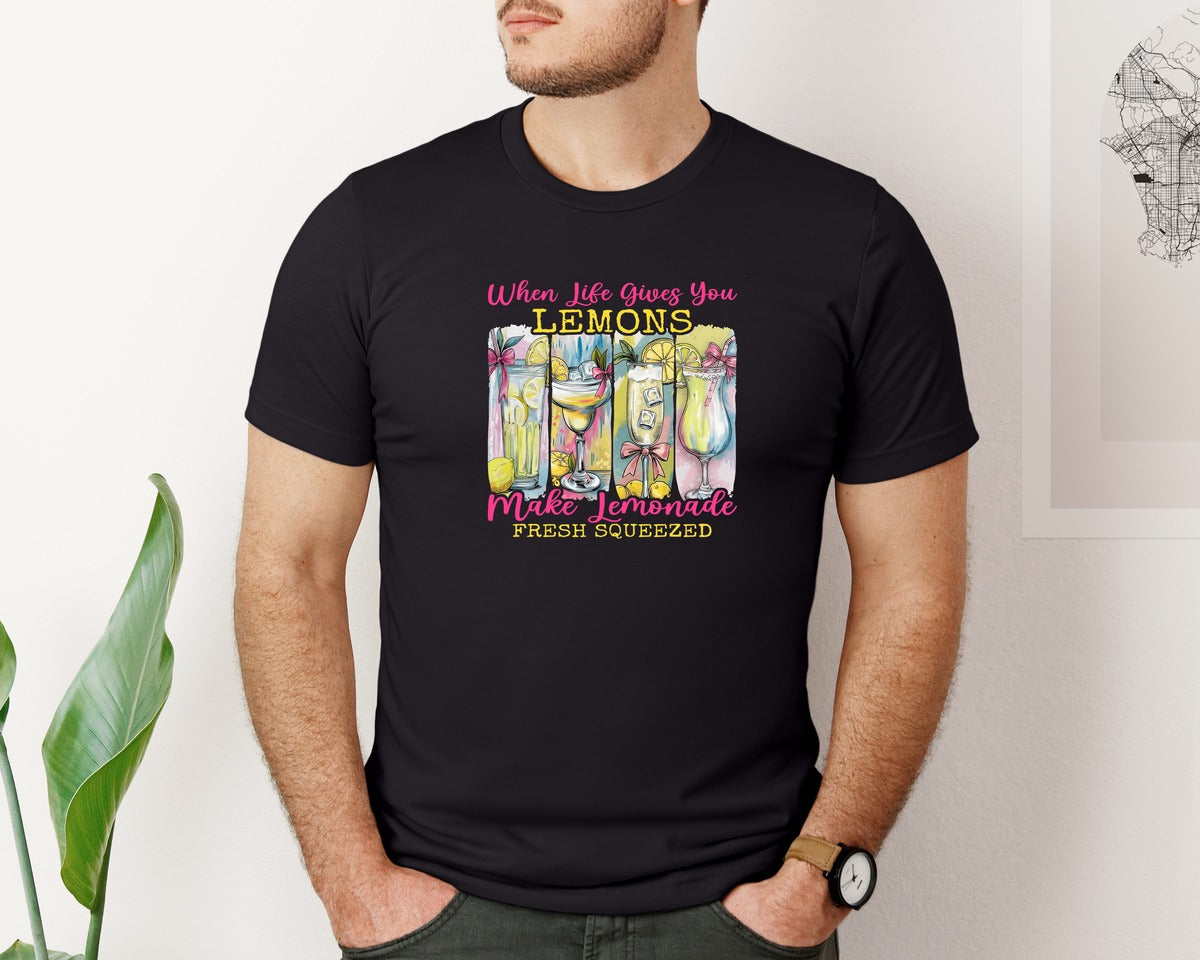 brand:Bella Canvas|color:Black|Summer Lemonade Drink Clipartsublimation Graphic T-Shirt