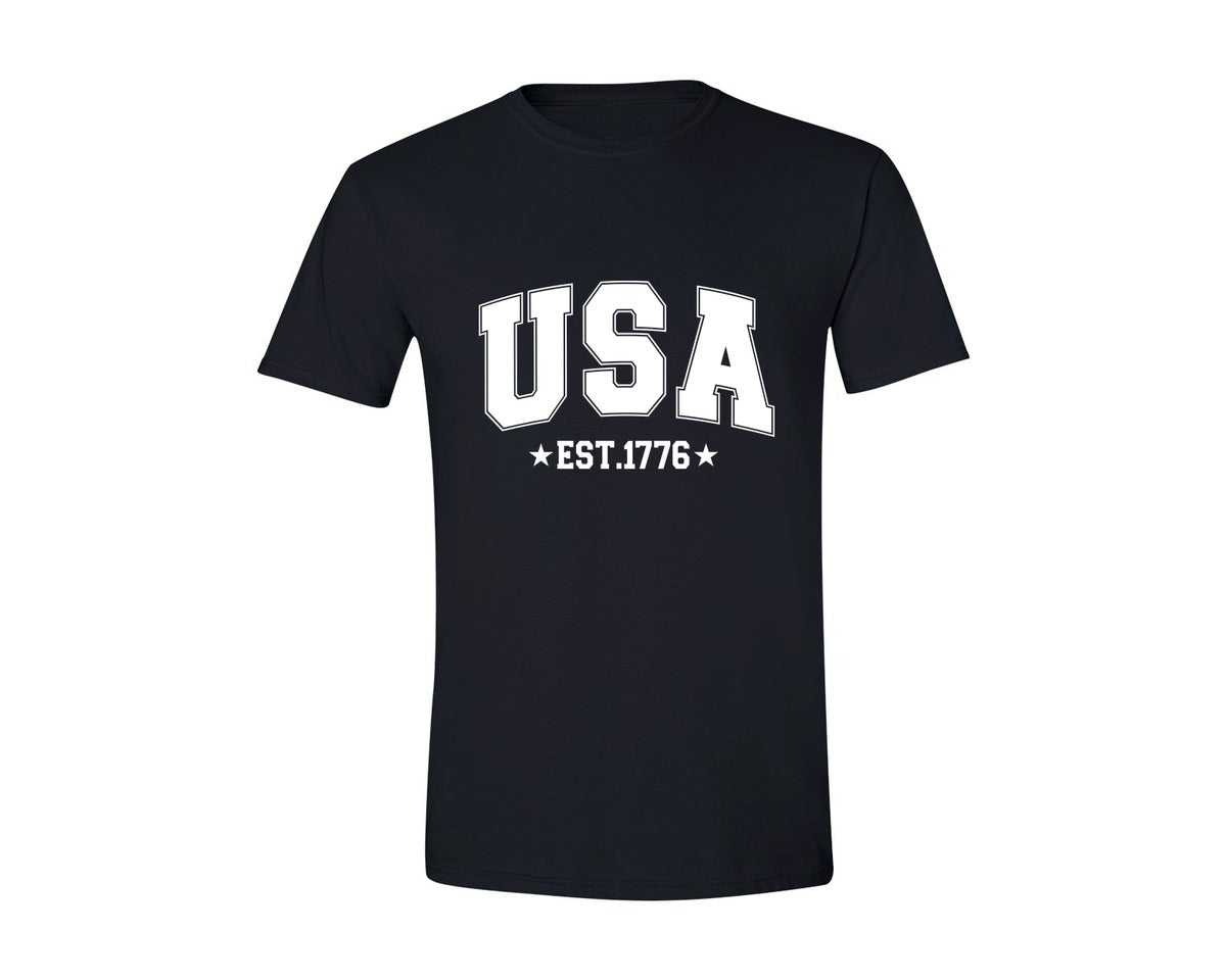 brand:Generic|color:Black|Usa Est 1776 4Th Of July 2 Graphic T-Shirt