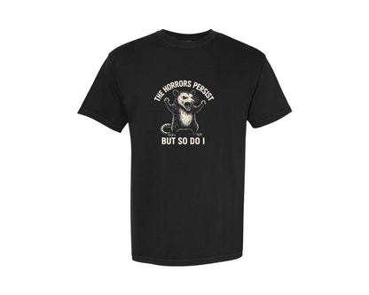 brand:Comfort Colors|color:Black|The Horrors Persist Possum Graphic T-Shirt