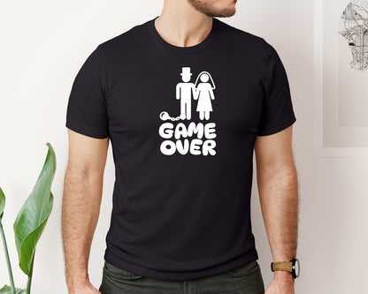 brand:Bella Canvas|color:Black|Game Over Bride Groom Wedding Graphic T-Shirt