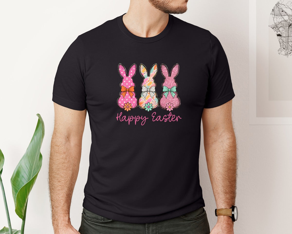 brand:Bella Canvas|color:Black|Happy Easter Bunny 23 Graphic T-Shirt