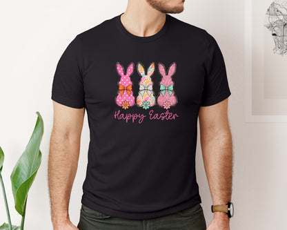 brand:Bella Canvas|color:Black|Happy Easter Bunny 23 Graphic T-Shirt