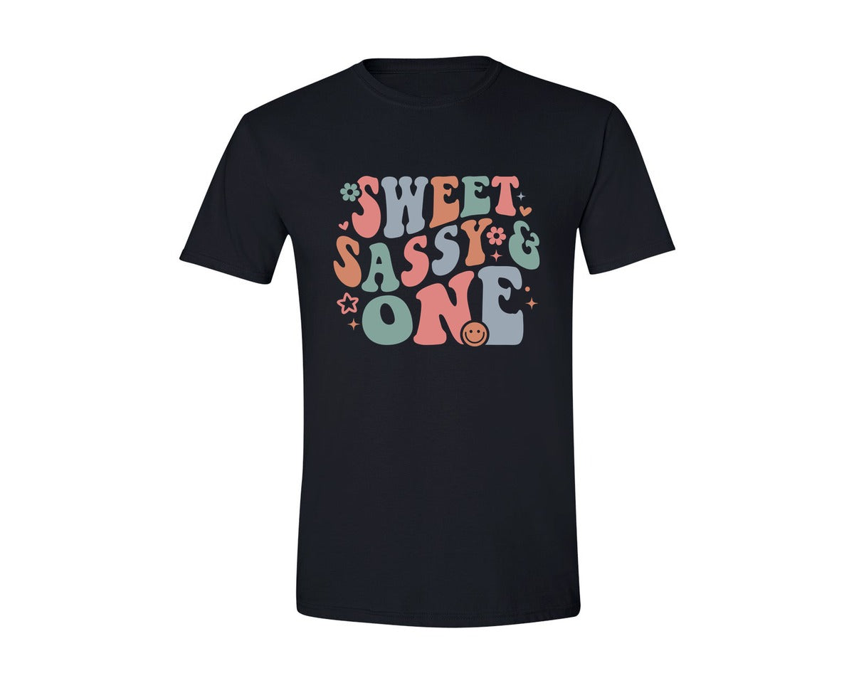 brand:Generic|color:Black|1St Birthday Girl Sweet Sassy And One Graphic T-Shirt