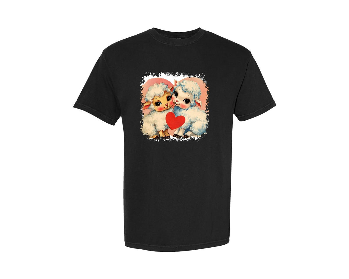 brand:Comfort Colors|color:Black|Vintage Valentine Square Tshirt 6 Graphic T-Shirt