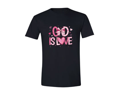 brand:Generic|color:Black|God Is Love Pink Glitter Christian Graphic T-Shirt