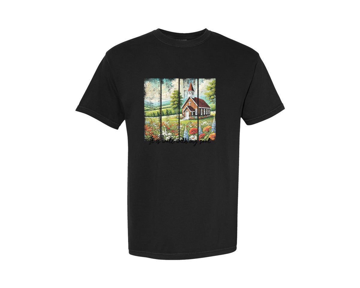 brand:Comfort Colors|color:Black|Christian Bible Flowers Western Graphic T-Shirt