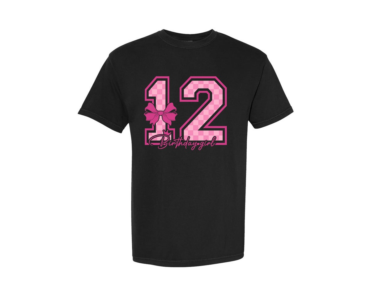 brand:Comfort Colors|color:Black|Birthday Girl 12Th Birthday Shirt Graphic T-Shirt