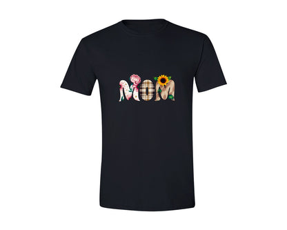 brand:Generic|color:Black|Leopard Mom Flower Retro Mom Graphic T-Shirt