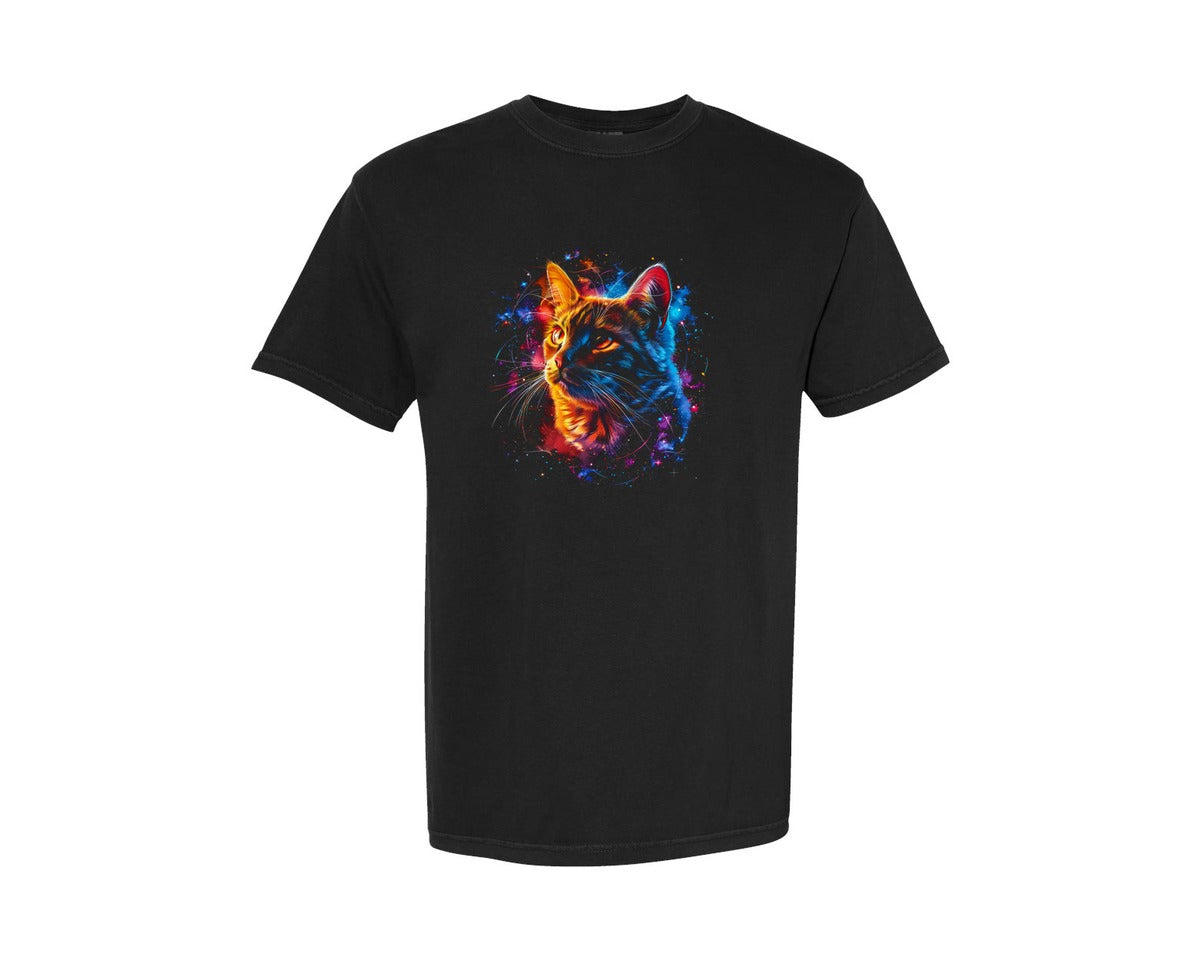 brand:Comfort Colors|color:Black|Cosmic Cat Galaxy Design For Dtf Dtg Graphic T-Shirt
