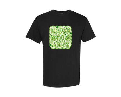 brand:Comfort Colors|color:Black|Happy Go Lucky St Patrick 2 Graphic T-Shirt