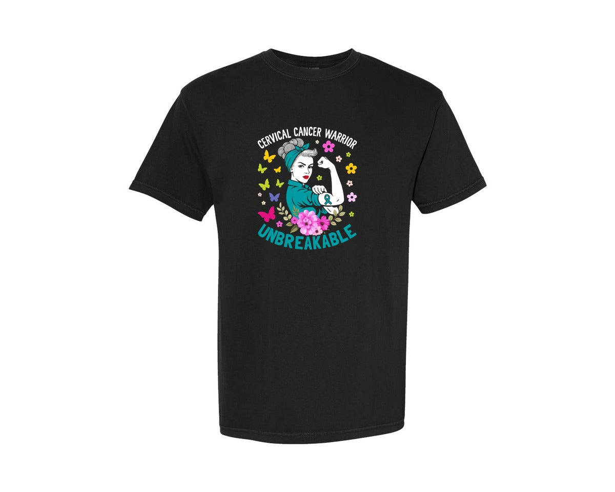 brand:Comfort Colors|color:Black|Cervical Cancer Awareness T Shirt Graphic T-Shirt