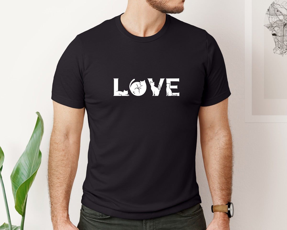 brand:Bella Canvas|color:Black|Valentines Day Shirtcats Valentine Graphic T-Shirt