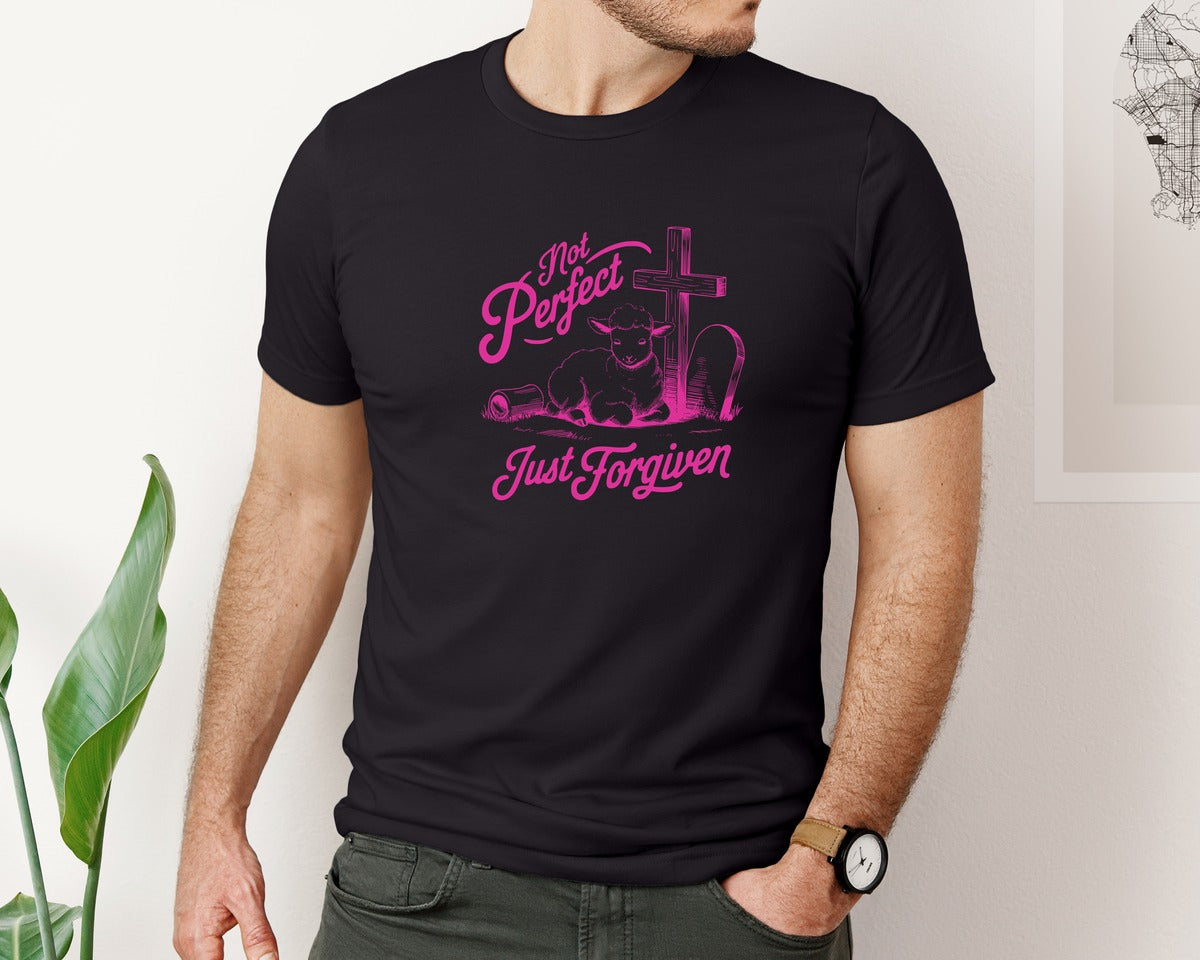 brand:Bella Canvas|color:Black|Not Perfect Just Forgiven Design 18 Graphic T-Shirt