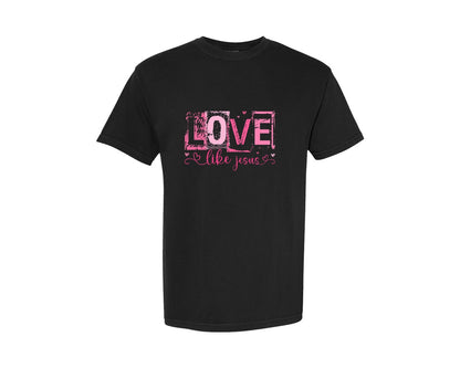 brand:Comfort Colors|color:Black|Retro Love Like Jesus Graphic T-Shirt