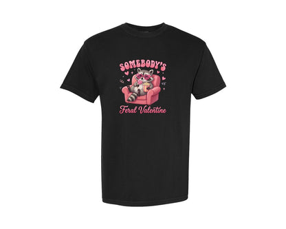 brand:Comfort Colors|color:Black|Somebodys Feral Valentine Raccoon Graphic T-Shirt