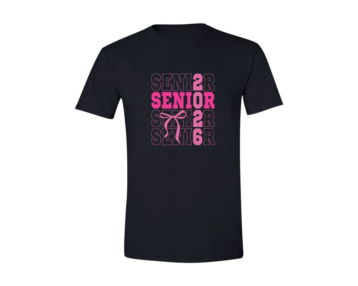 brand:Generic|color:Black|Senior 2026 Senior Coquette Bow Graphic T-Shirt