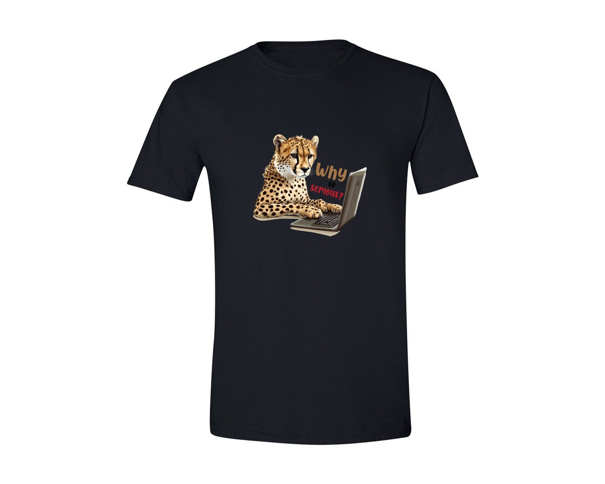 brand:Generic|color:Black|Tiger Typing On A Laptop T Shirt Print Graphic T-Shirt