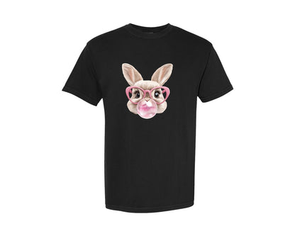 brand:Comfort Colors|color:Black|Easter Bunny Coquette Bunny Blowing 3 Graphic T-Shirt