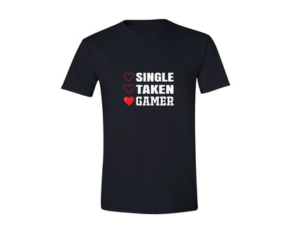 brand:Generic|color:Black|Funny Valentine Single Taken Gamer Graphic T-Shirt