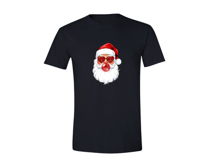brand:Generic|color:Black|Retro Santa Blowing Bubble Pngchristmas Graphic T-Shirt