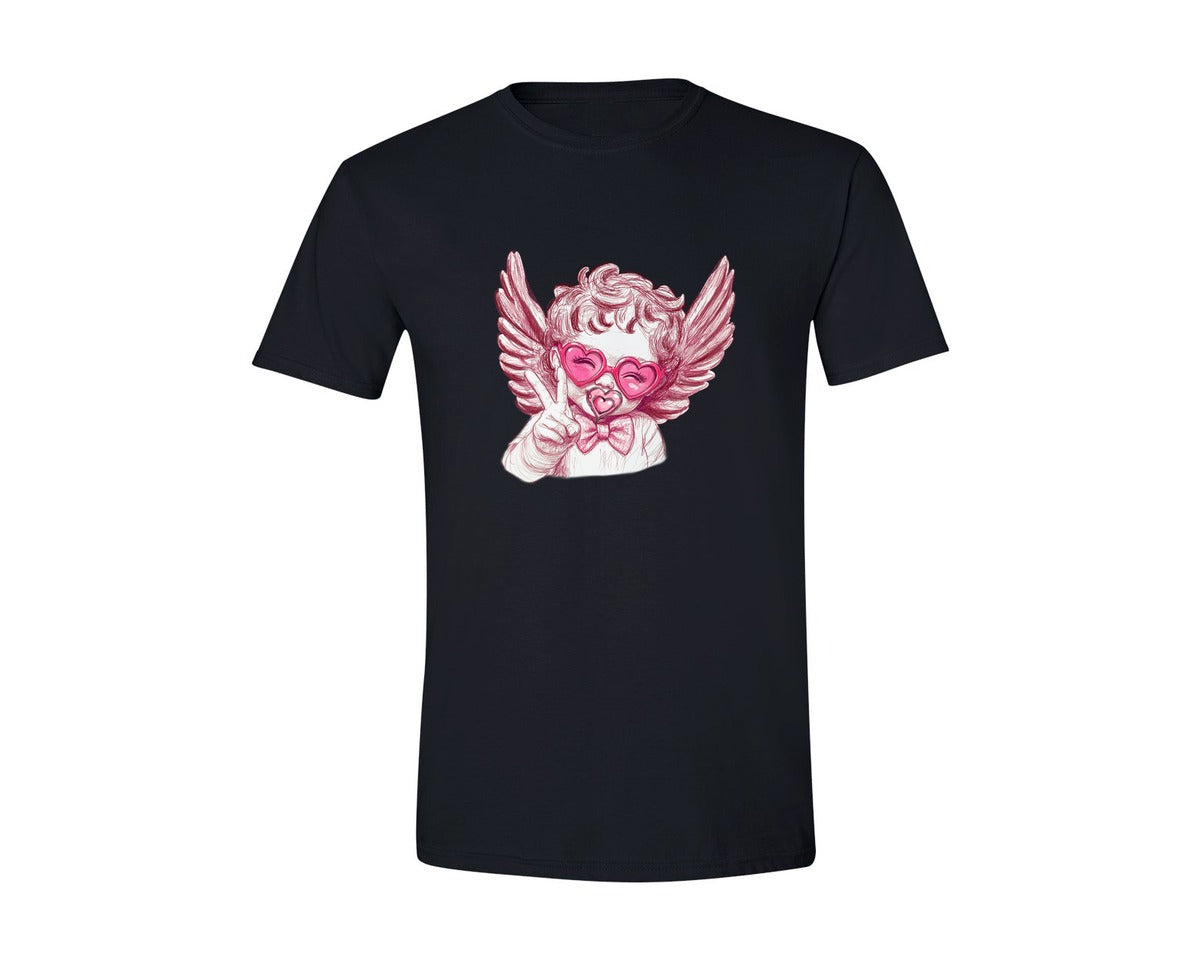brand:Generic|color:Black|Retro Cupid Valentine Blowing Bubble 3 Graphic T-Shirt