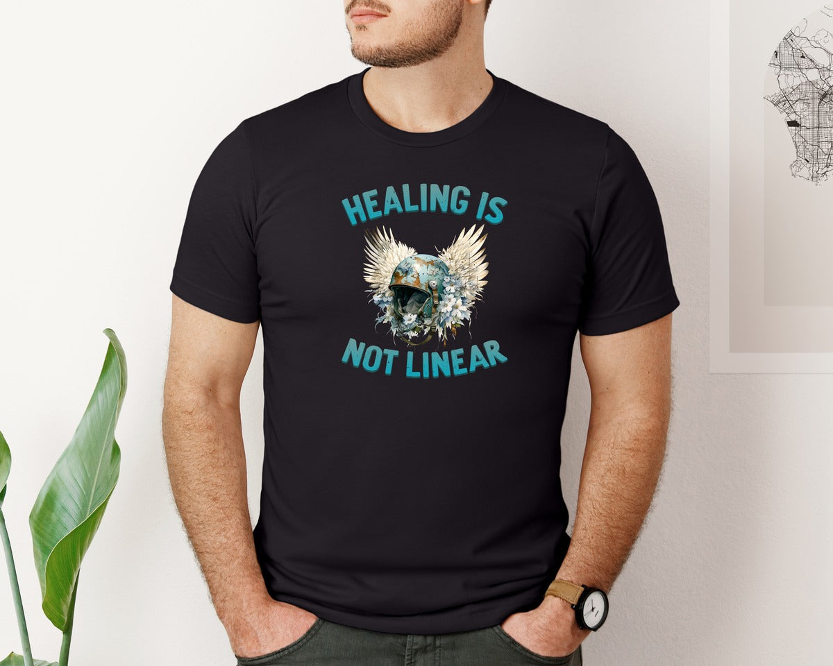 brand:Bella Canvas|color:Black|Healing Is Not Linear Ptsd Veteran Graphic T-Shirt