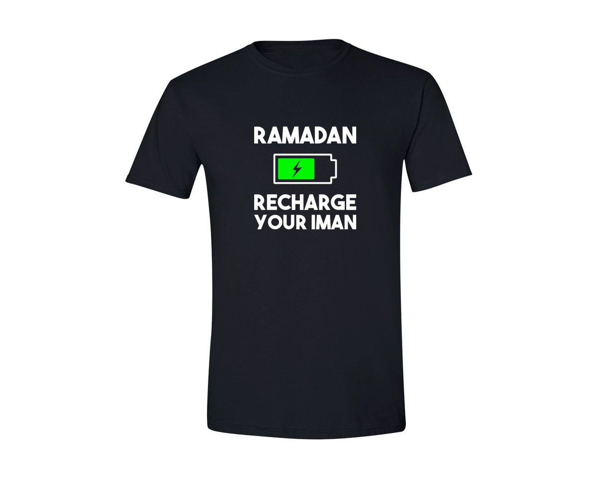 brand:Generic|color:Black|Ramadan Recharge Your Iman Muslim Motiv Graphic T-Shirt