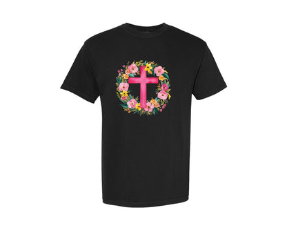 brand:Comfort Colors|color:Black|Christian Easter Graphics He Is Risen Graphic T-Shirt